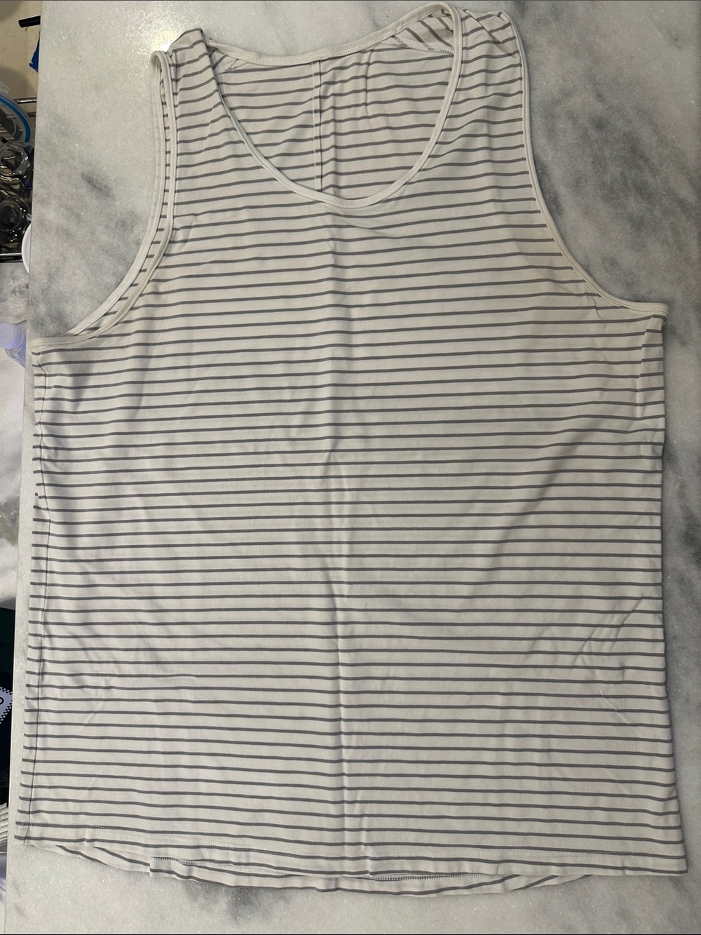 lululemon Men’s Striped 5 Year Basic Tank Top Size Large Vitasea Pima Cotton